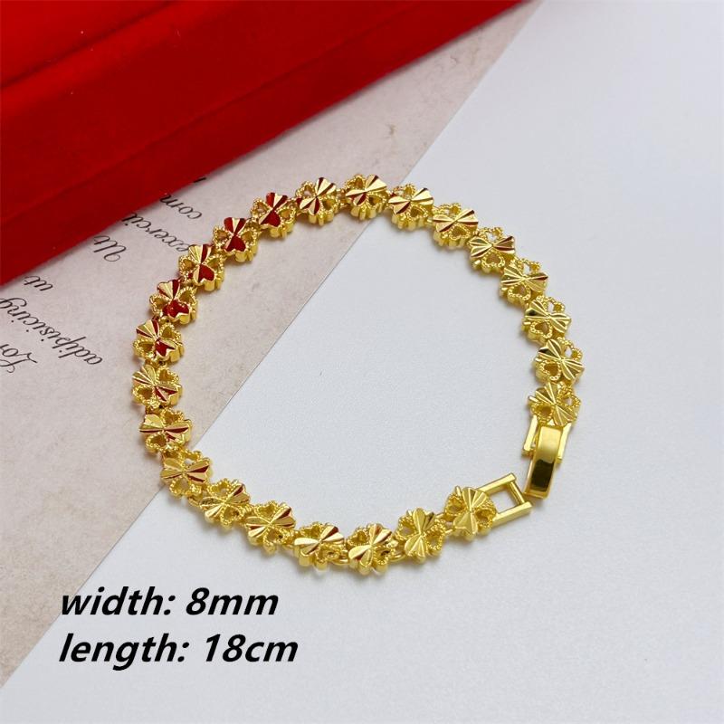 Sand Gold Bracelet Women's Wide Edge Love Strap Flower Bracelet Hand String Vacuum Gold Plated Bracelet Jewelry