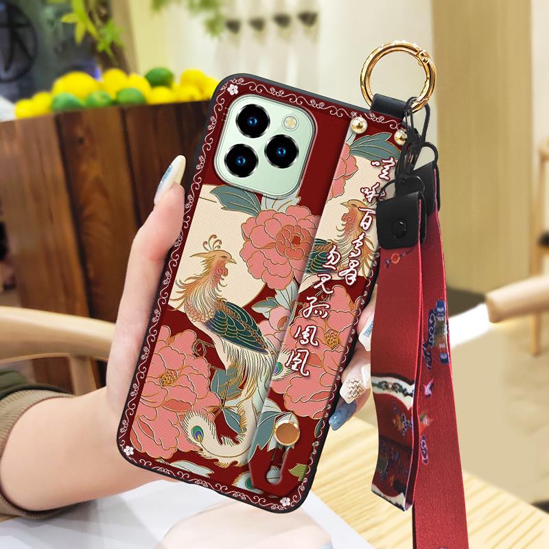 Fashion Elderly lady Phone Case For Oukitel C21 Pro Phone Holder Shockproof Anti-knock Waterproof Wrist Strap Soft case