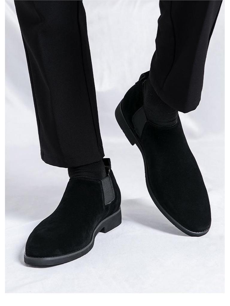 Herren Britischer Stil Nubukleder Spitzschuh Slipper Loafer - Übergröße Freizeitkleiderschuhe