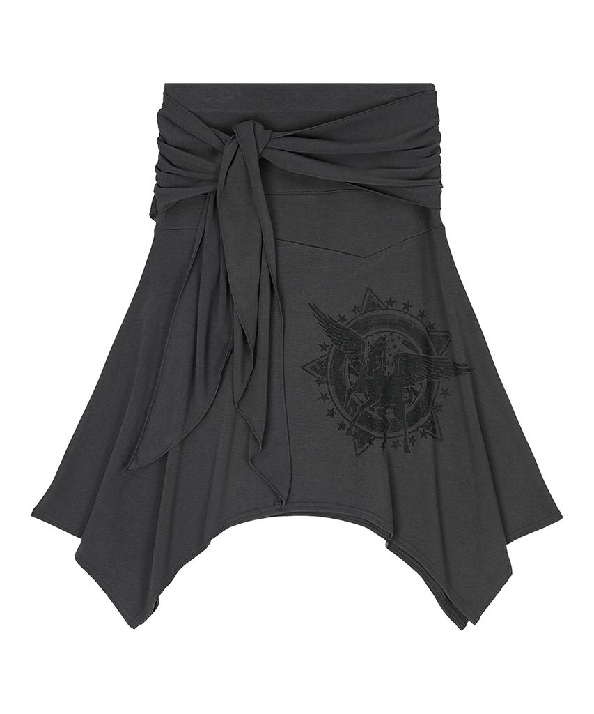 Love Is True El Horse Waistband Skirt(Charcoal)