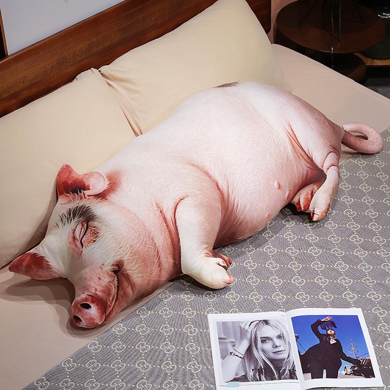 80~130cm Simulation Rosa Schwein Plüschkissen Gefülltes Schlafendes Cartoon-Tier Begleiter Dekoration Rückenstütze Plüschtier Mann Geschenk 100cm