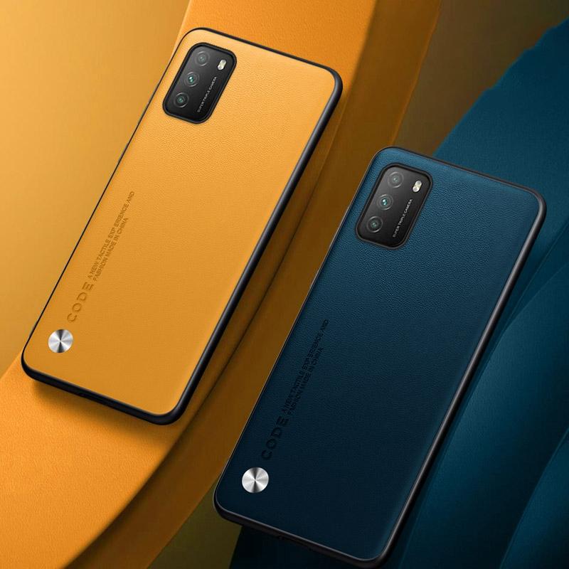 Luxury PU Leather Case For Xiaomi Poco M3 Back Cover Matte Silicone Shockproof Full Protection Phone Case For Poco M3 PocoM3