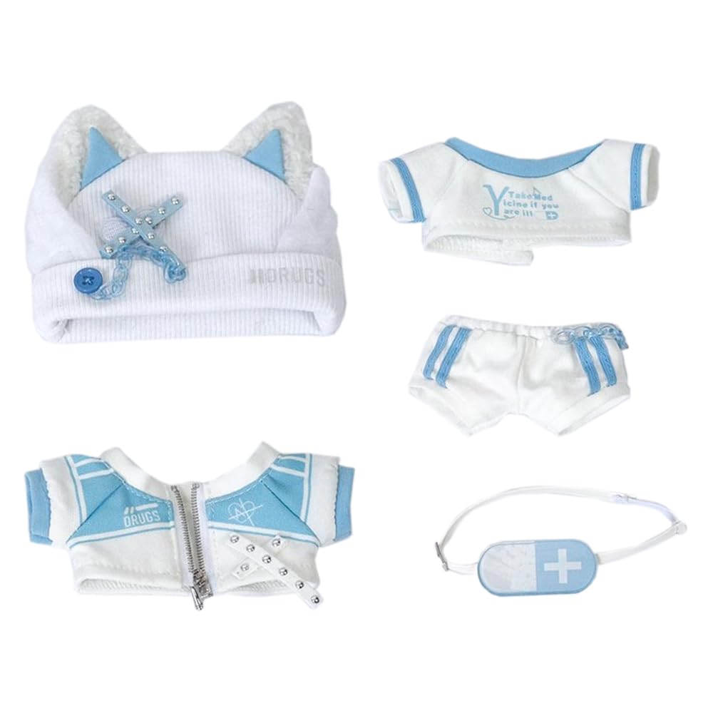 Niannyyhouse 10cm, 15cm, 20cm Plush Clothes: Cat Ear Hat, Coat, T-Shirt, Pants, Backpack, Cotton Doll Clothes, Dress-Up (10cm)