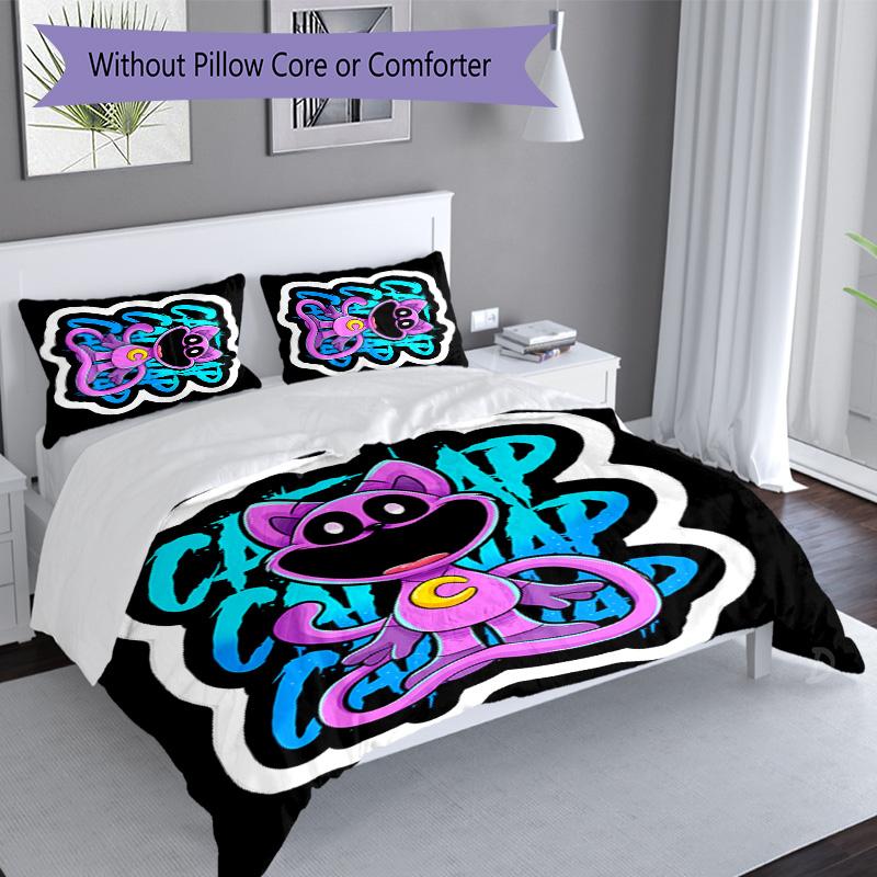 3-delige Poppy Playtime patroon beddengoedset dekbedovertrekset bevat dekbedovertrek & kussenslopen, perfecte decoratie voor de slaapkamer voor alle seizoenen & cadeau