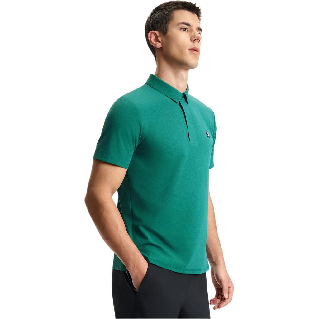 Fila Tennis Series Brand Logo Sun Protection Knitted Short Sleeve Polo Shirt Men Tops Deep-Iron-Green A11M523103F-GN