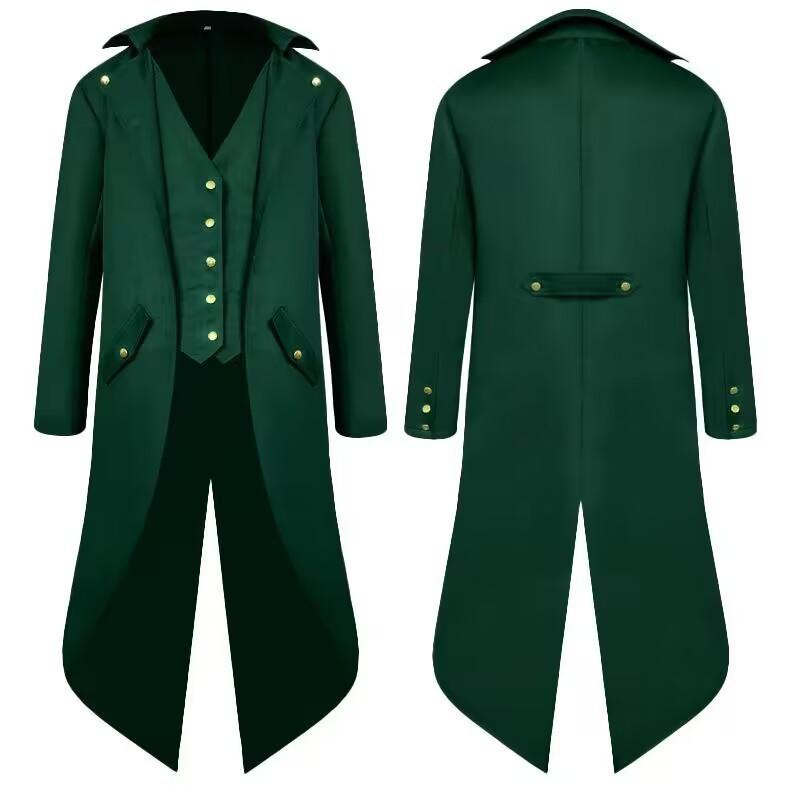 Men Medieval Victorian Costume Tuxedo Gentlema Tailcoat Gothic Steampunk Trench Coat Frock Outfit Overcoat Uniform for Men