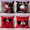 Kawaii P-Pucca Anime Cushion Cover Plush Fabric Soft Double-Sided Printed Sofa Pillow Case Colorfast Home Decor Gift