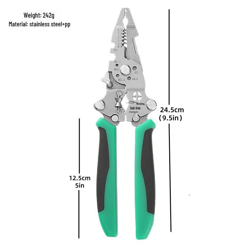 Multi-Functional Electrician Tool: Wire Stripper, Test Pen, Pliers, Wire Cutters, and Folding Night Light.