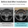 Hand Sewn Steering Wheel Cover,Fit For Tesla Model 3 2017-/Model Y -,Non-Slip Breathable Microfiber Leather Steering Wheel Cover On Wrap Car Interior