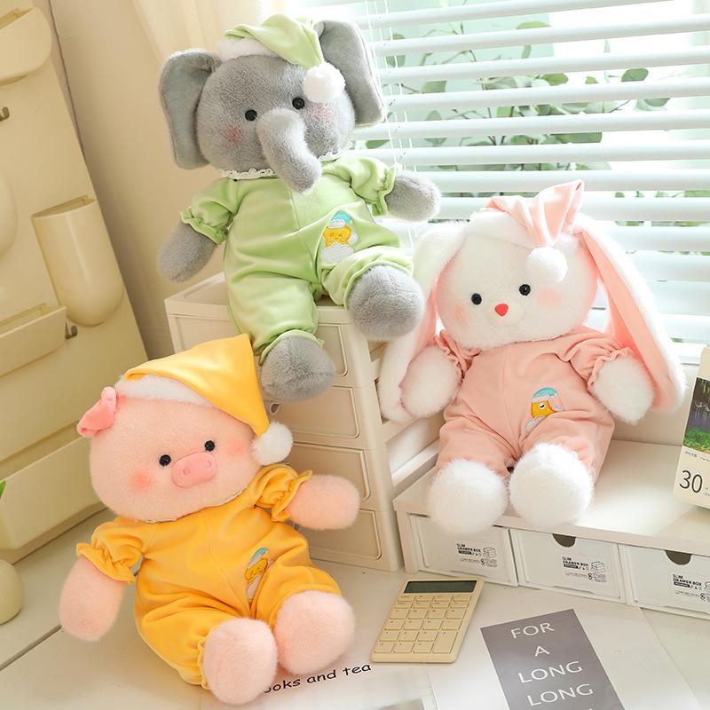 New Aorun Orange Good Night Pajamas Bear Doll Doll Rabbit Elephant Pig Animal Plush Toy Soothing Accompaniment