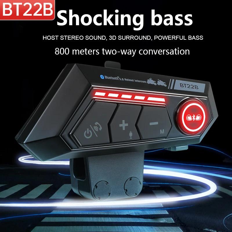 Motorcycle Intercom Headset Helmet BT 5.3 For 2 Riders intercommunicator 300M 1000Mah Moto Walkie Talkie With Soft Hard Mic