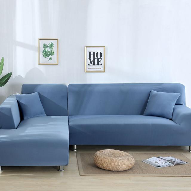 Sofa Cover Spandex Solid Color Elastic Sofa Cover For Living Room 1 /2 /3 /4 Set Seater Sectional Corner Slipcovers Sofa L Shape