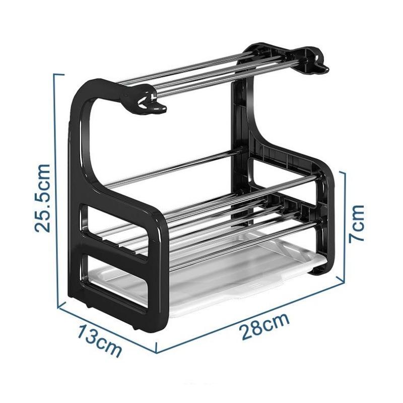 Kitchen Drain Rag Rack Wall-mounted Punch-free Countertop Rack To Dry Sponge Dish Cloth Rack Storage