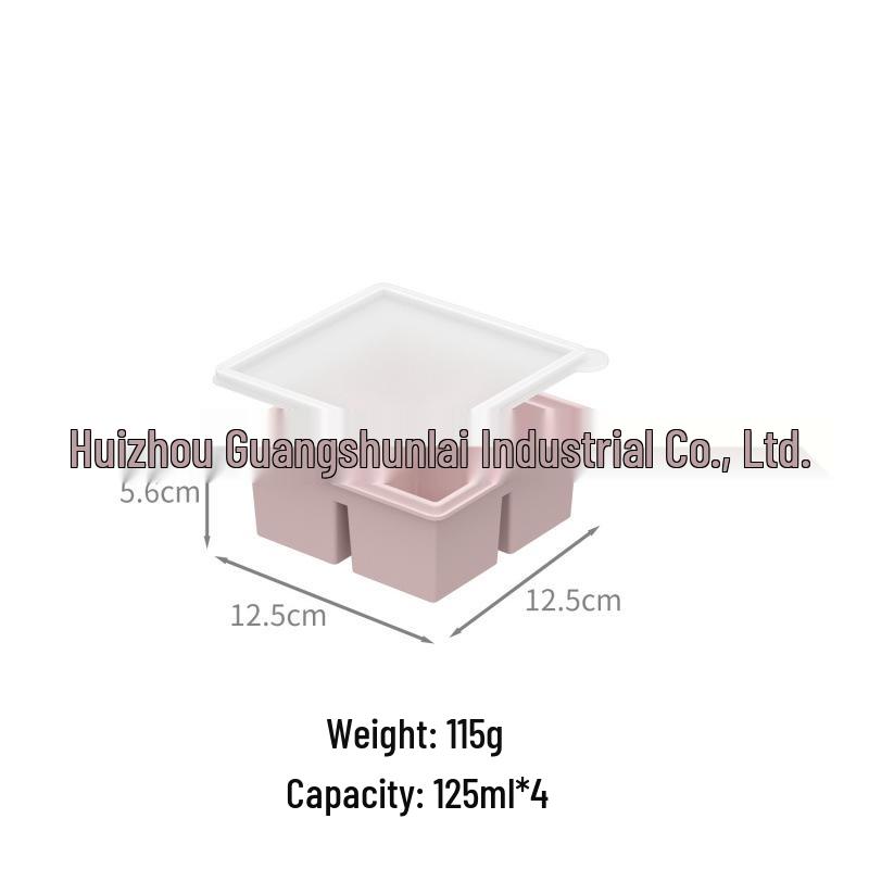 Popular Silicone Ice Cube Tray with Lid – 4 Large Slots & 15 Square Compartments for Soup or Food Storage