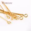 Jewelry DIY Beading Jewellery Findings 0.6X30MM 50-100Pcs/Lot 18K Gold Plated Flat Head/Ball Head/Eye Pins