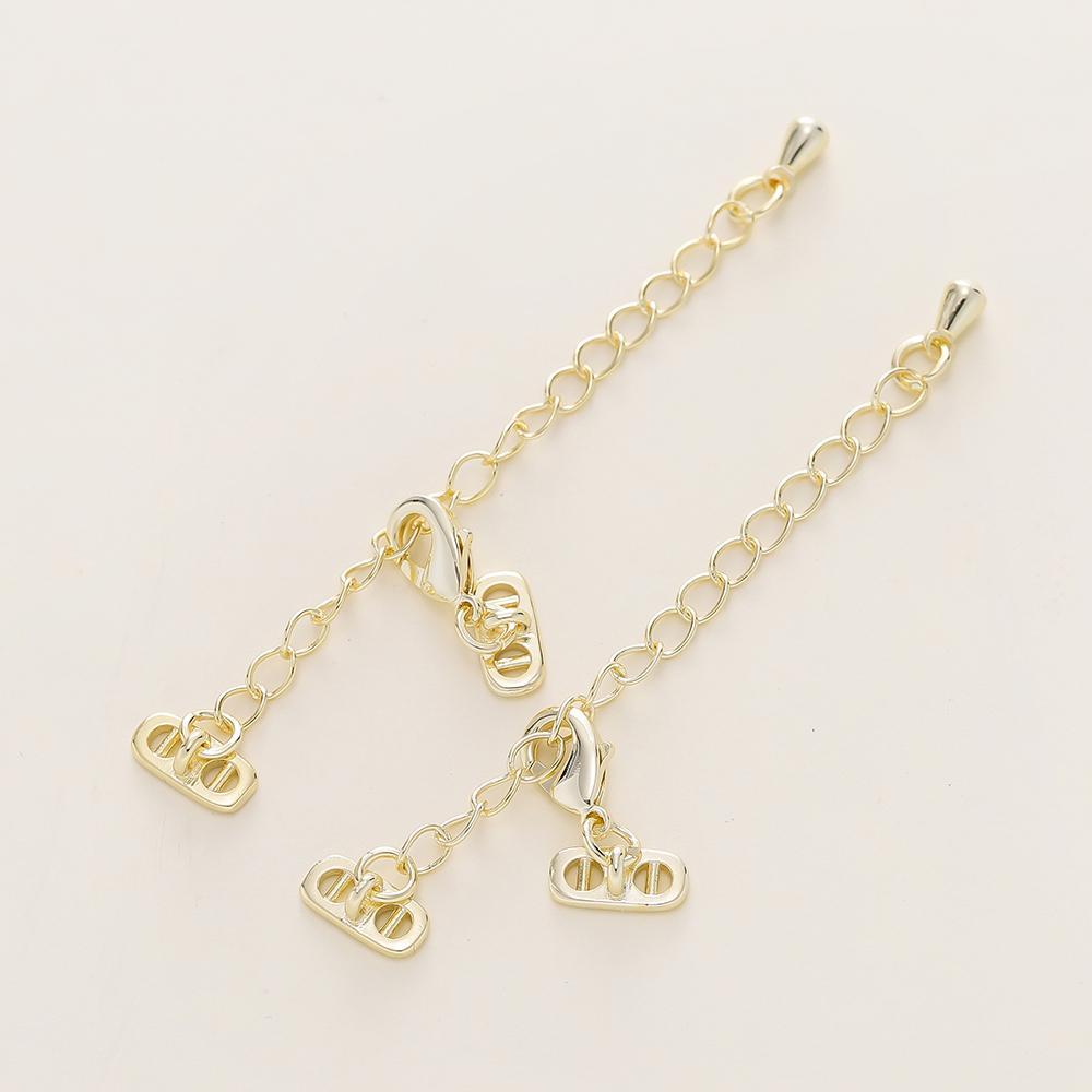 

2Pcs/Lot 14/18K Gold Plated Extension Chain Tail Chain Lobster Clasps Connector for DIY Necklace Jewelry Making Accessories