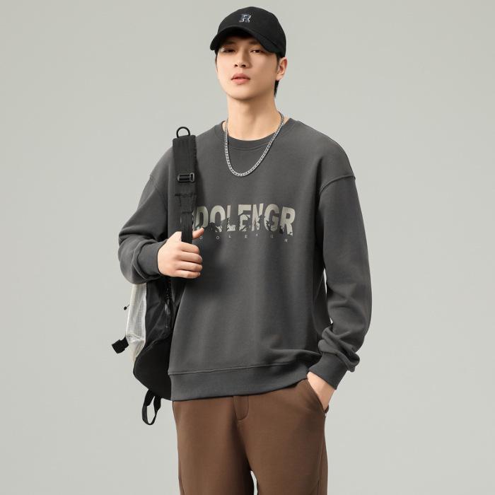 Men's Casual Round Neck Long Sleeve Pullover Hoodie for Spring, Autumn, and Winter
