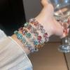 Square Round Colorful Rhinestone Bangle Love Heart Women's Hand Bracelet  Party Dress