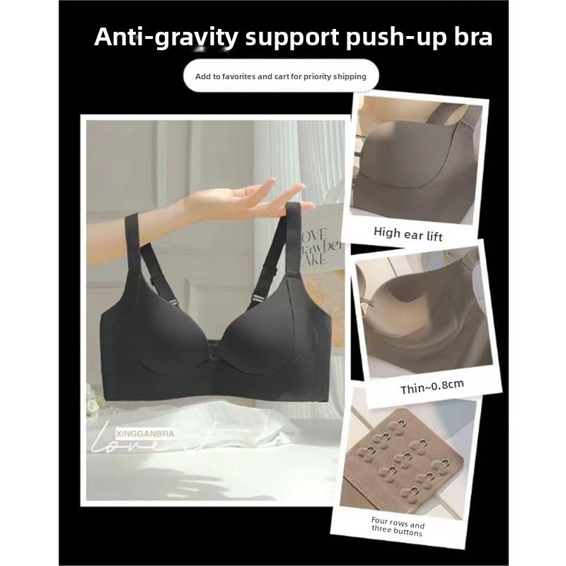 Lifting Queen Thin Seamless Wireless Bra, Push Up Bust Lift Side Gathering Breathable Small Bust Enhancing Women Bra