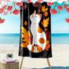 Graceful Feline Autumn Vibes Print Beach Towel, Quick Drying, Suitable for Travel, Outdoor Sports, Jogging, the Beach and Swimming, Gift
