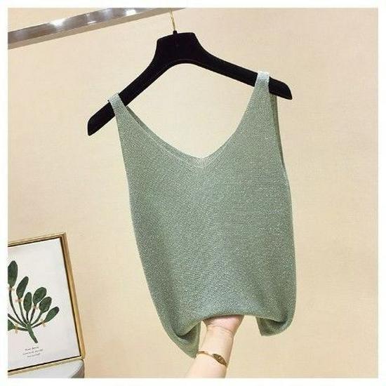 Korean Style Ice Silk Knit Sleeveless Loose Vest Top