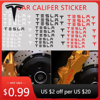 Car Sticker 9PCS Car Brake Caliper Sticker Heat Resistant Decal Decoration PVC Sticker Decal Auto Accessories For Tesla Mo