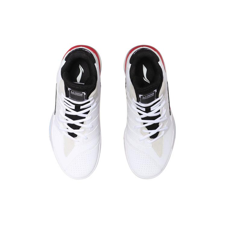 Li Ning Synthetic Leather Slip Resistant Abrasion Resistant Mid Top Vintage Basketball Shoes Women's Standard White AGBP082-1