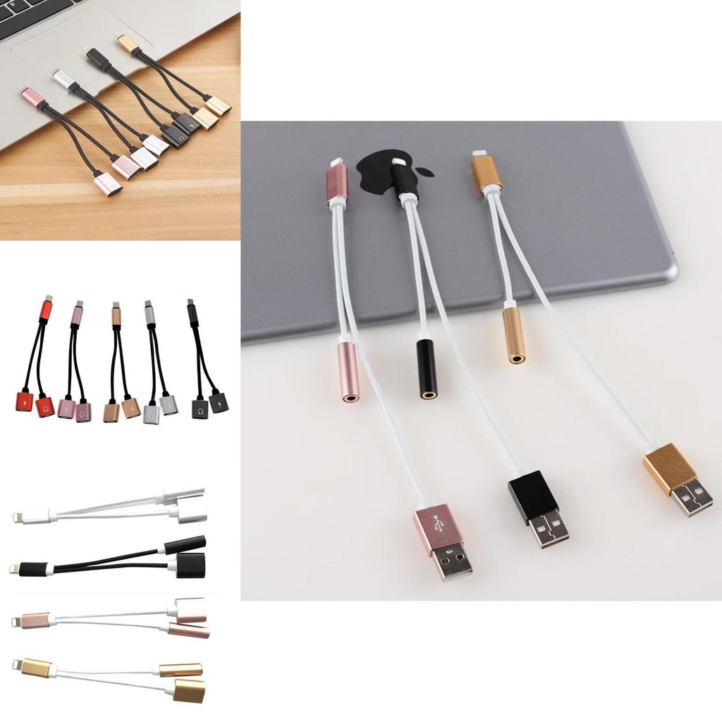 Apple Iphone 7 8 Dual Lightning Adapter With Silver Exterior For Earphone Connectivity