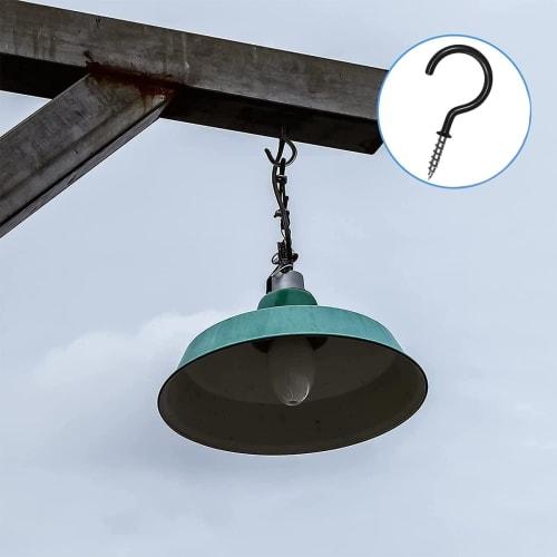 Yinke 20-Pack Wood Screw Hooks, Ideal for Hanging Ceiling Hooks, Plants, Kitchen Utensils, Wind Chimes, and More, with Plastic Expansion Pins (Black,