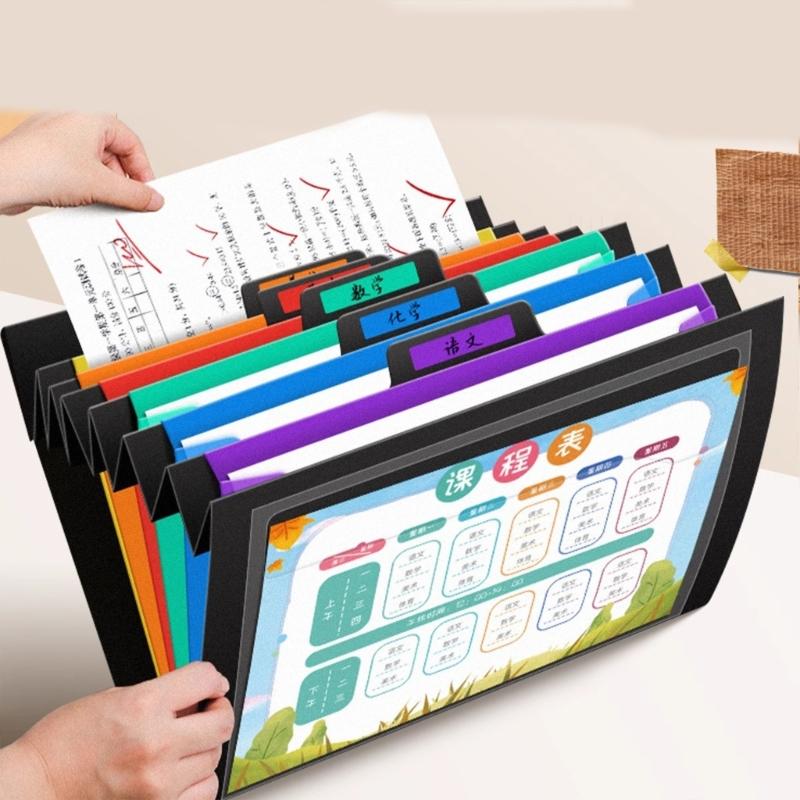 6 Pocket File Bag Expandable Letter Size File Organiser Sorting Case High Capacity Folding Document Organiser  for Offic