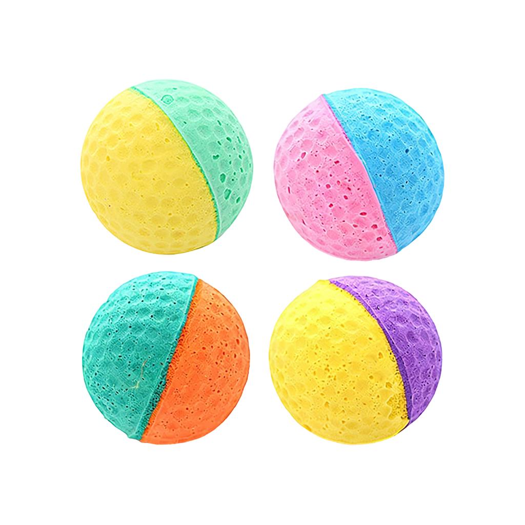 Latex Foam Cats Toy Balls, Colorful Interactive Cats Toys For Indoor Cats, Soft Bouncy Toys With Feather, Cats Toys For Self-Play & Human-