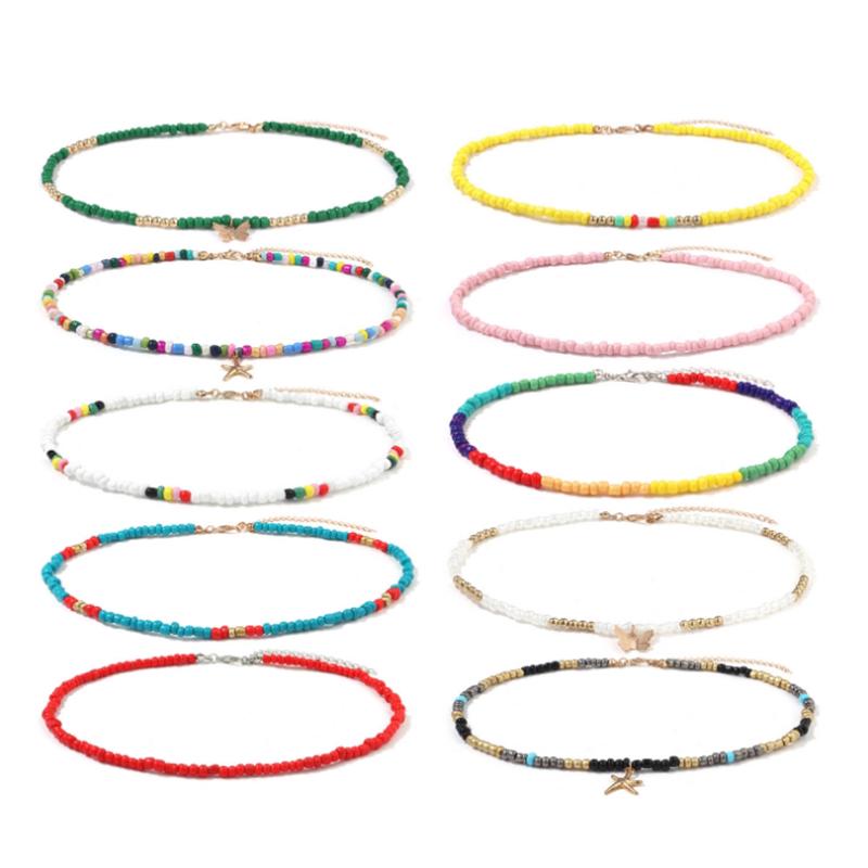 Colorful Small Bead Butterfly Star Pendant Choker Bohemia Necklace Women Jewelry