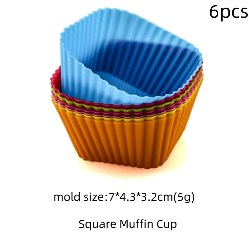 6/12 STÜCK Silikon Muffinform Runde Muffinförmchen Herz Kuchen Backform Küchen Kochzubehör Kuchen Dekorationswerkzeuge