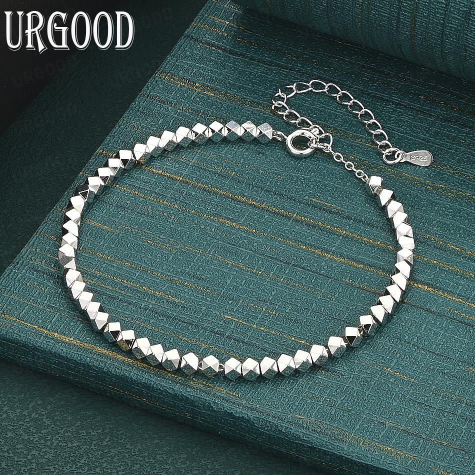 

925 Sterling Silver Geometric Fashion Bracelet Gift Jewelry 20CM