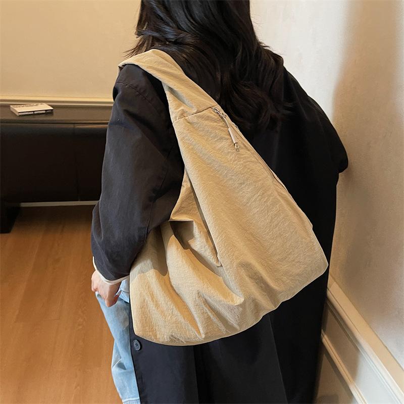 Japan and Korea Lazy Wind Washed Canvas Bag Large Capacity Shoulder Handbag Literary Youth Solid Color Commuter Cloth Bag