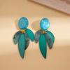Resin round fringed silver needle earrings retro personalized stud earrings