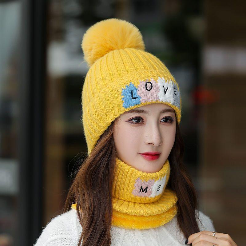 Hat Women's Winter Trendy Fashion Versatile Warm Knitted Hat Windproof Ear Protector Hat Fleece Thickened Wool Hat Women's