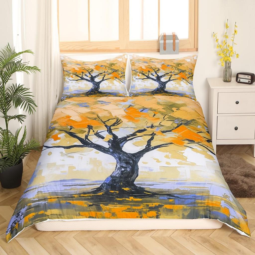 Tree of Life Bedding Set King Size Botanical Bedding Duvet Cover Natural Plant Comforter Cover Colorful Polyester Quilt Cover