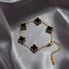 13MM Nieuwe Vierklapper Dubbelzijdig Parelmoer Titanium Staal Plating 18K Verkleurt Niet Vierklapper Vijf Bloemen Armband