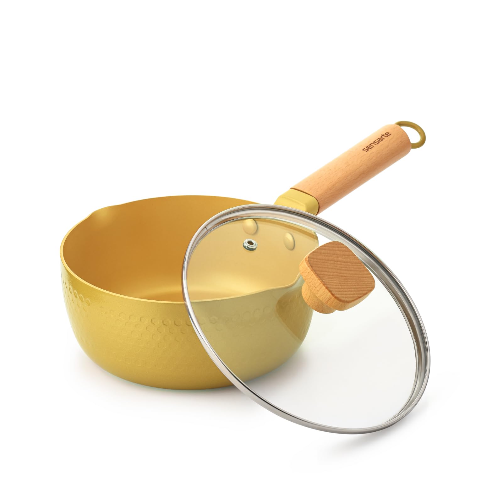 

SENSARTE Yukihira Pot, Non-Stick, with Lid, 18cm, Saucepan, Induction/Gas Compatible, Can be Used as a Saucepan, Milk Pan, or Multi-Purpose Pot, Gold