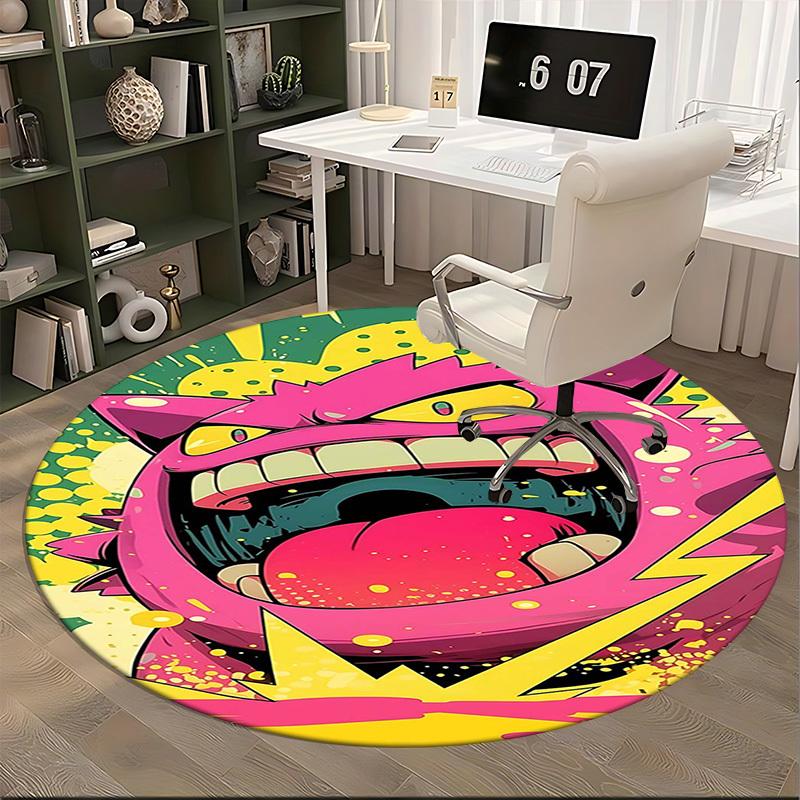 1 Stück Anime Monster Runder Teppich - Bürostuhlmatte, Rutschfester Teppich für Heimdekoration, Wohnzimmer, Schlafzimmer, Spielzimmer