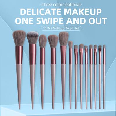 13 pçs pincéis de maquiagem cosméticos conjunto completo 3 cores cabelo macio feminino compõem ferramentas fundação escova sombra kit completo