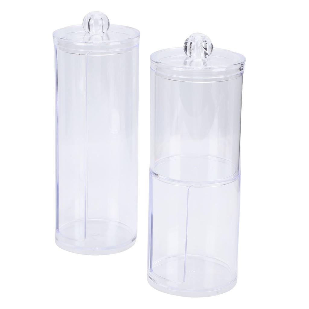 Acrylic Cotton Rounds Holder Set Stackable Clear Qtip Dispenser Makeup Remover Pad Organizer for Bathroom Vanity 2Pcs