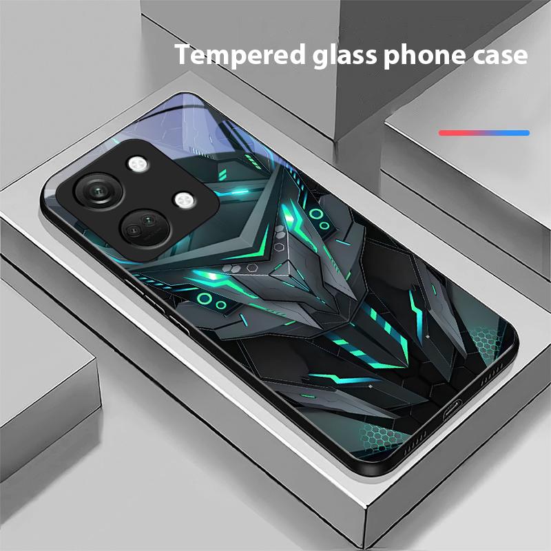 Creative Mech For OnePlus Nord 3 5 6T 7 Pro 8 12 10T Reno8 Lite 5G 10R Nord N30 Hard Shell Tempered Glass Phone Case Black