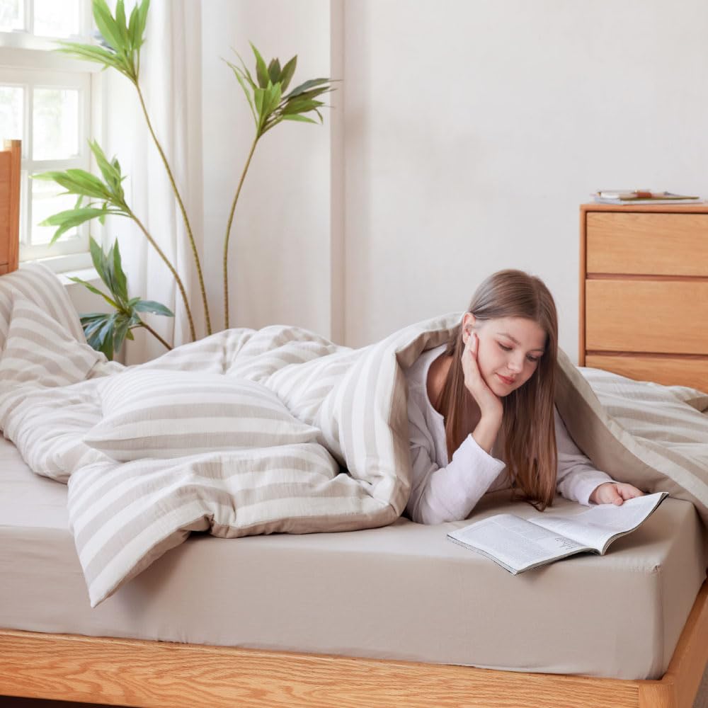 

Оригинальный пододеяльник NERUS из хлопкового твила, включает пододеяльник, простыню на резинке и наволочки. Однотонный бежевый умный комплект из 3 предметов, Reich, 100% плетение, чехол, простыня, наволочки,