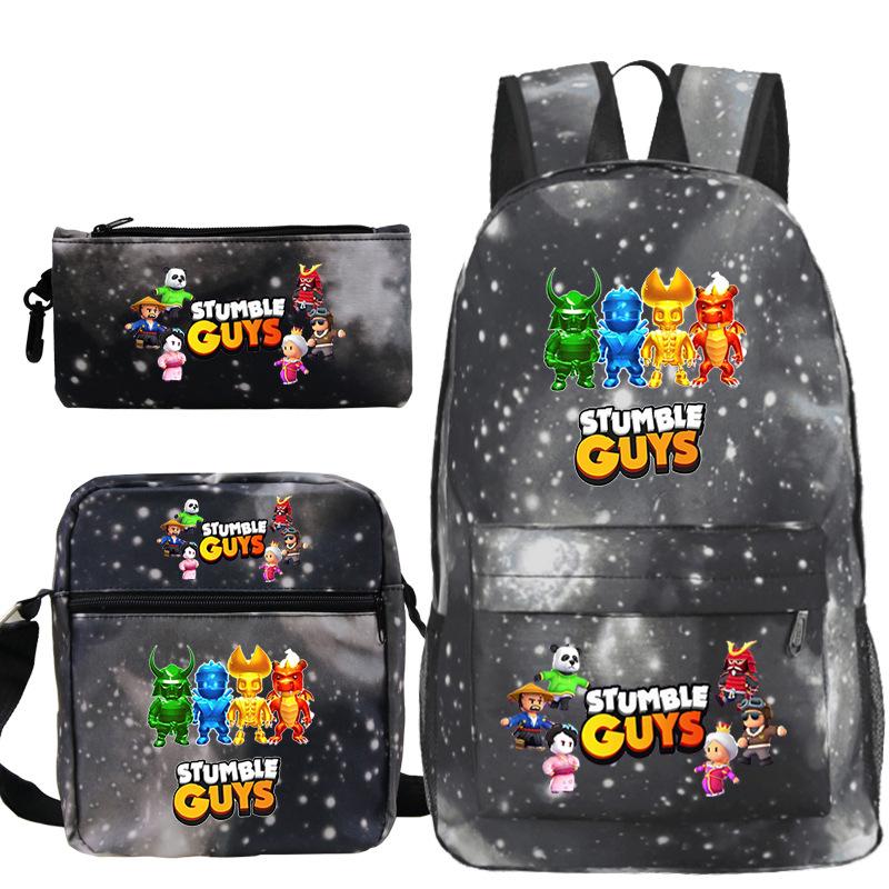 Popularny gadżet do gry Stumble Guys Collision Party Drukowany tornister Plecak studencki Zestaw trzyczęściowy