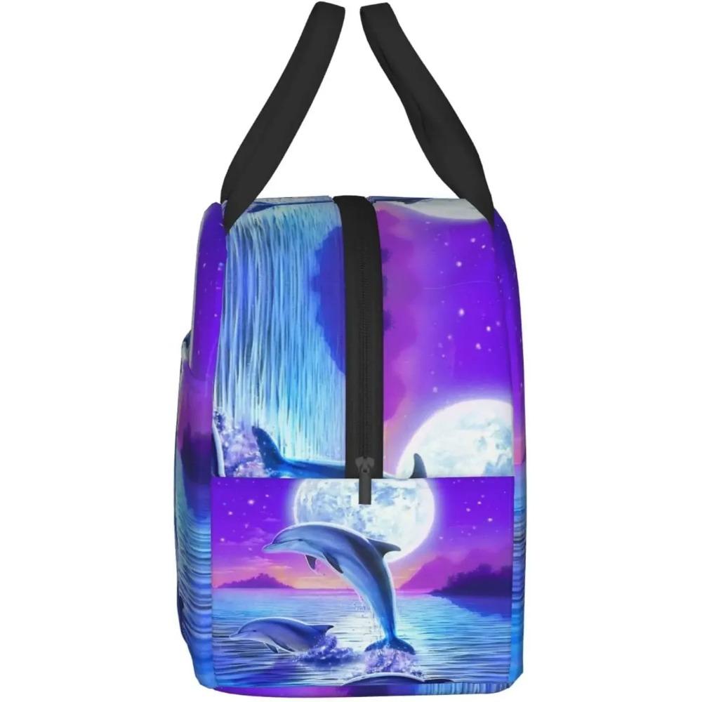 Dolphin Lunch Box for Kids Boys Girls Reusable Lunch Tote Bags, Perfect for School/Camping/Hiking/Picnic/Beach/Travel