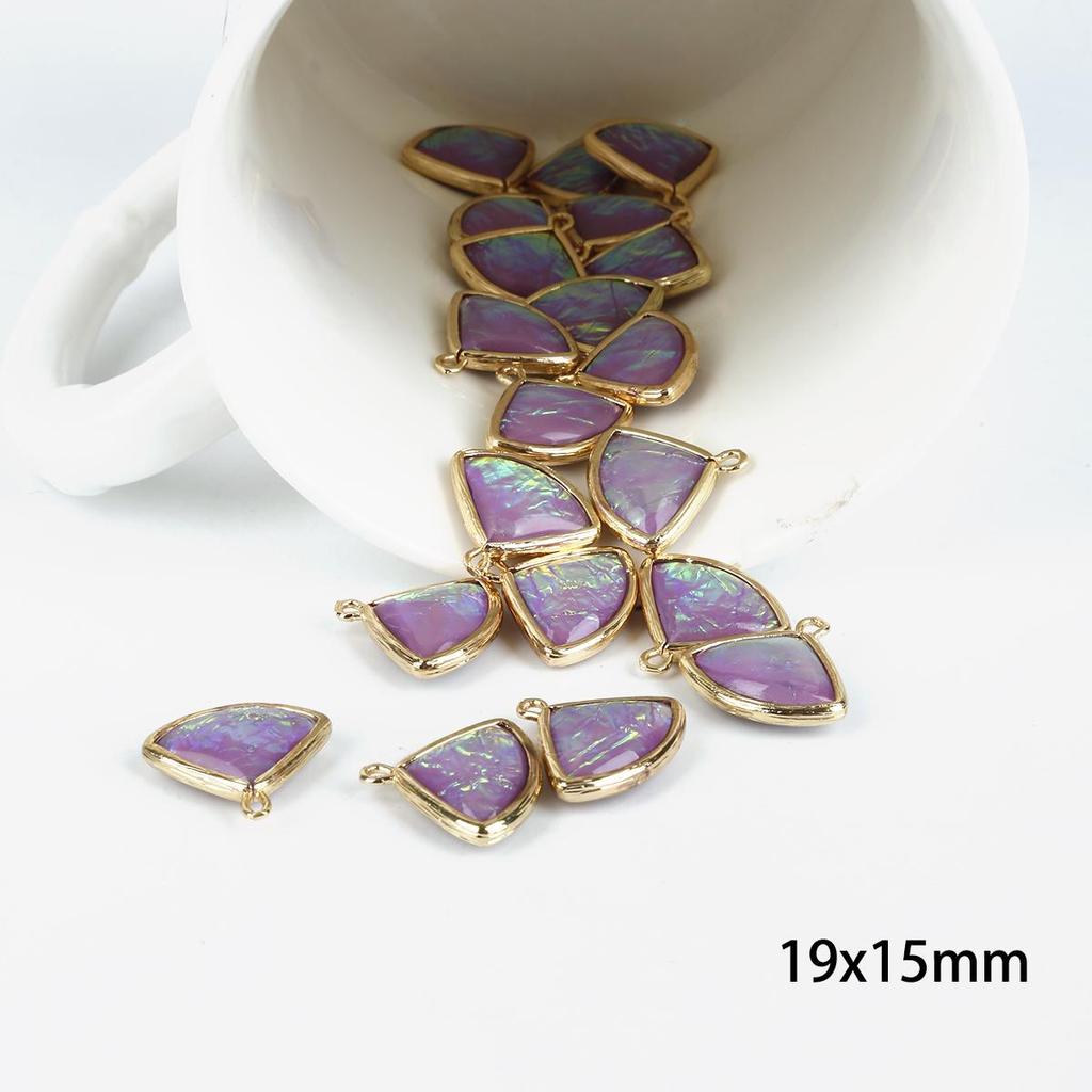 2 szt. Modny Sektorowy Kształt Miedź Oprawiona Podwójnie Jasna Żywica Amulet Wisiorek do Tworzenia Biżuterii