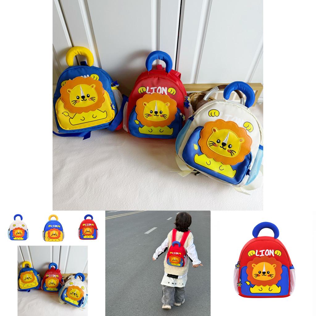 Adorable Toddler Backpack For Boys And Girls Kindergarten Use Nylon Fabric Red Beige Blue