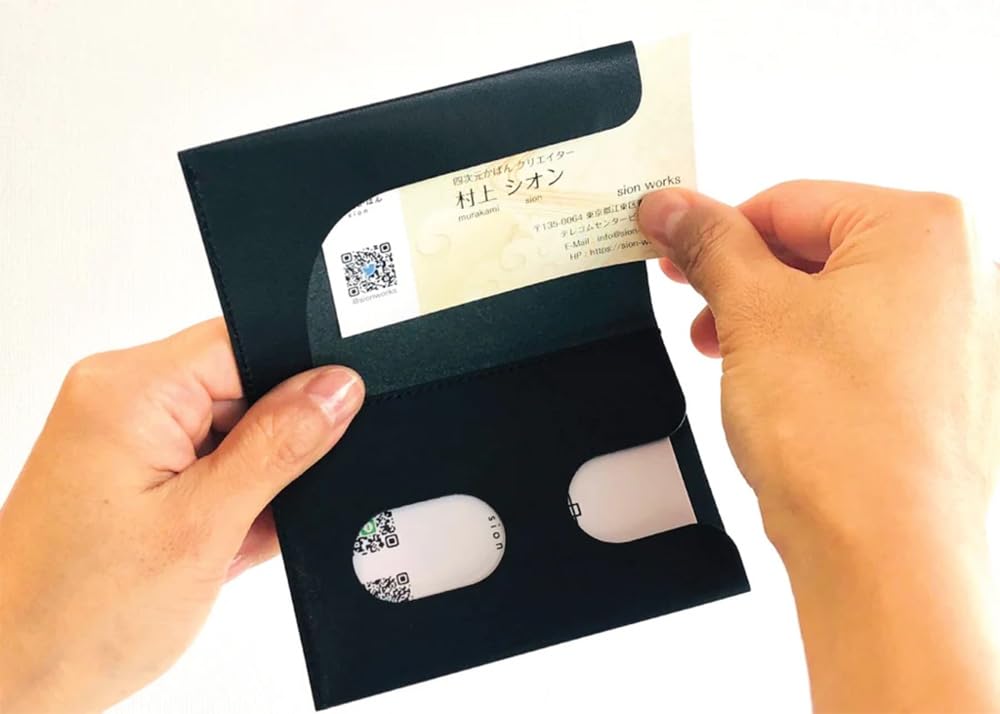 Slide Thumb Open Business Card Holder Thin 4mm Genuine Leather Can Be Removed In 1 Second Made In Japan Can Hold 50 Cards As a Present Gift [sion